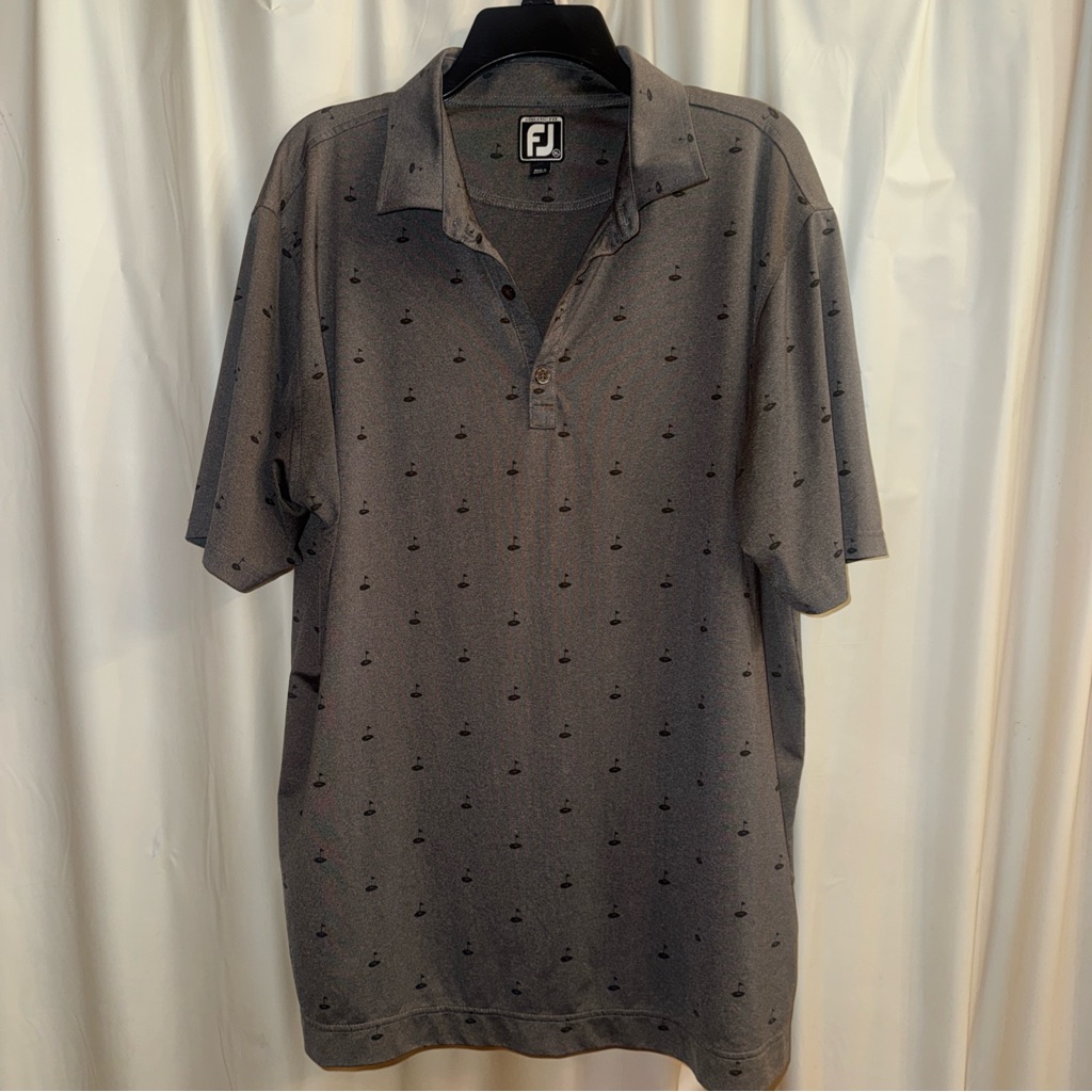 Footjoy Dark Gray Polo Shirt With Pattern 18 Holes Xl